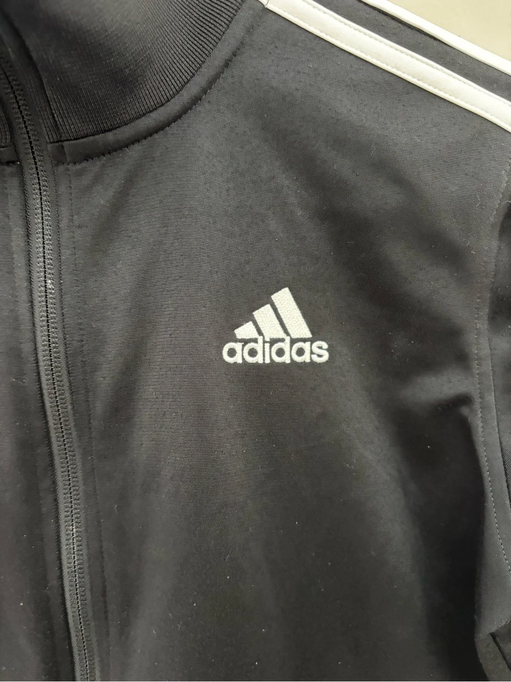 Adidas Youth Track Jacket Black White 3 Stripe Full Zip Athletic Jacket Size M